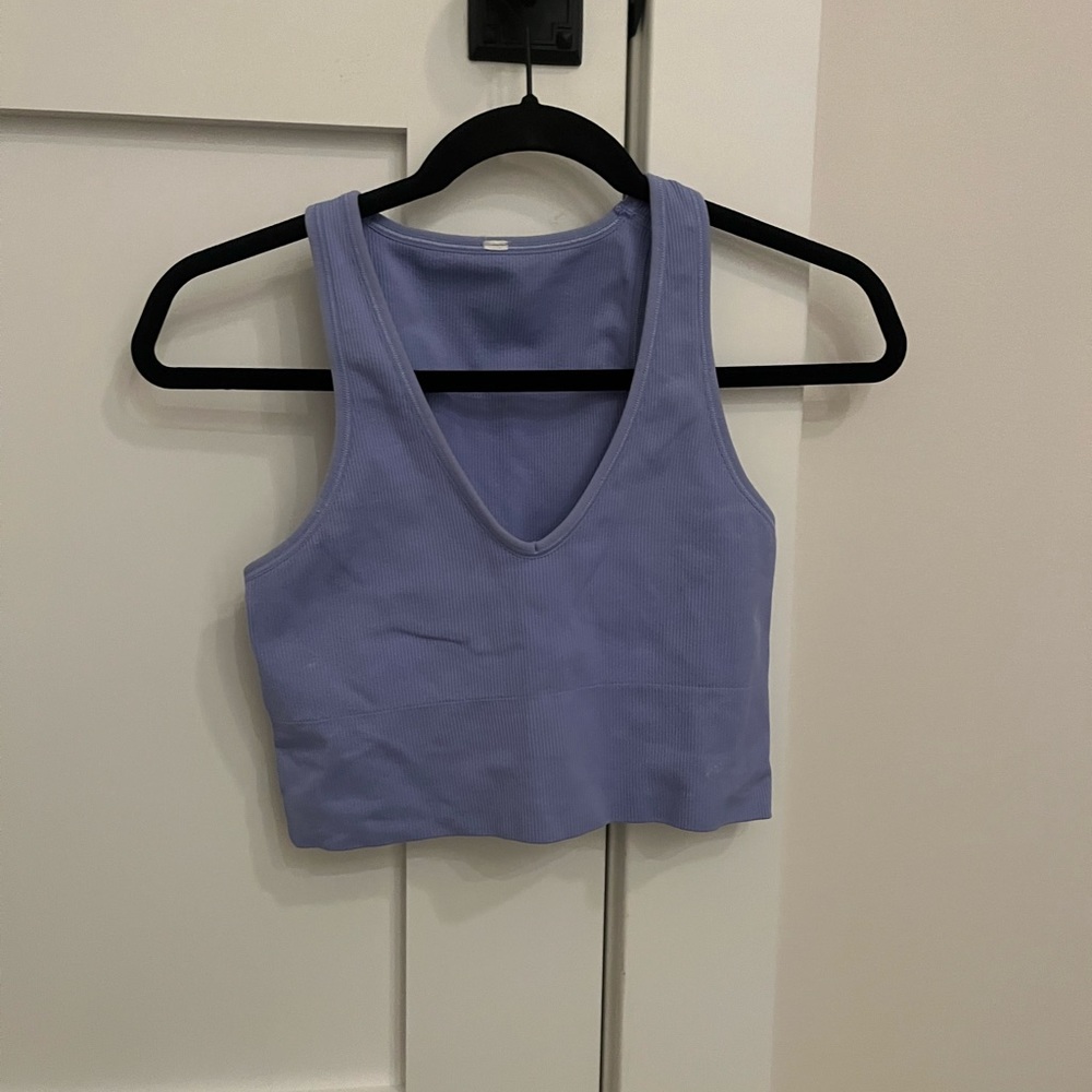 blue cropped tank top